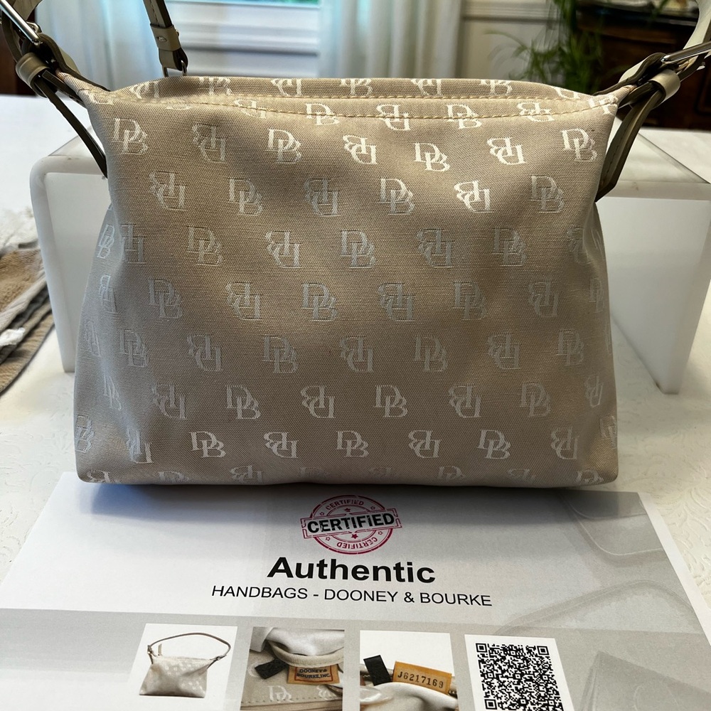 Dooney & Bourke Mini Bag in Beige with White Monogram